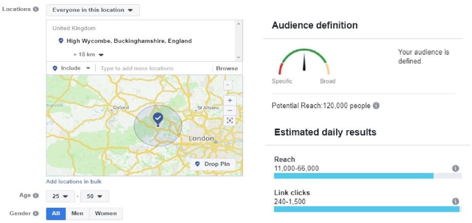 Image from Facebook showing a targeted campaign in High Wycombe, UK
