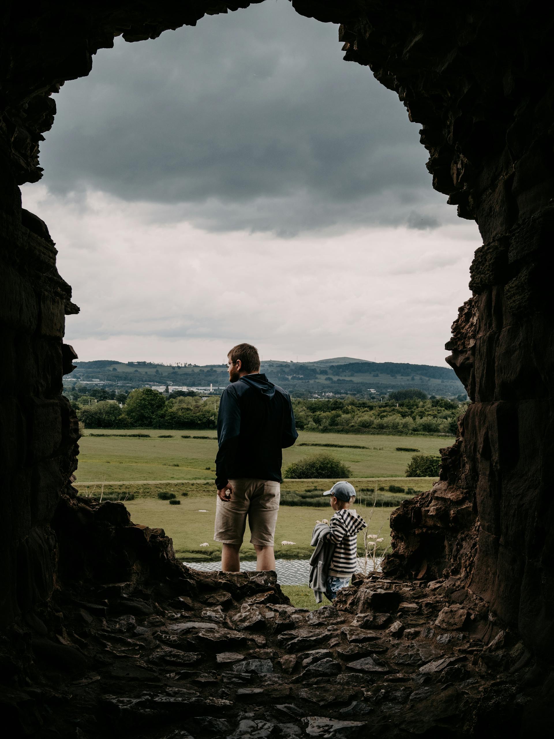Father and Son Visit Old Ruins